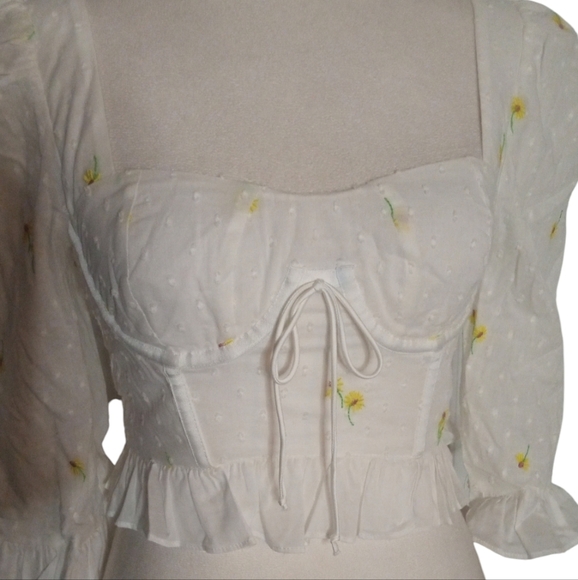 Revolve For Love & Lemons Daisy Floral Embroidered Abby Corset Top Size XS NWT - Picture 6 of 13